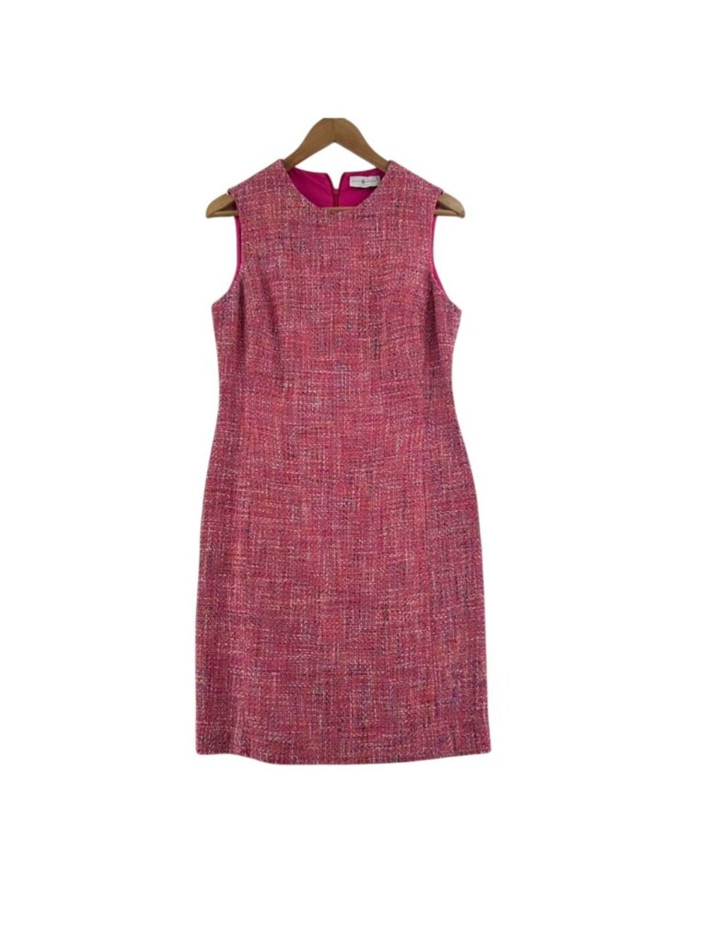Jennifer Tattanelli Casini Dress Women Size 44 US 8 Pink Tweed Sheath Sleeveless